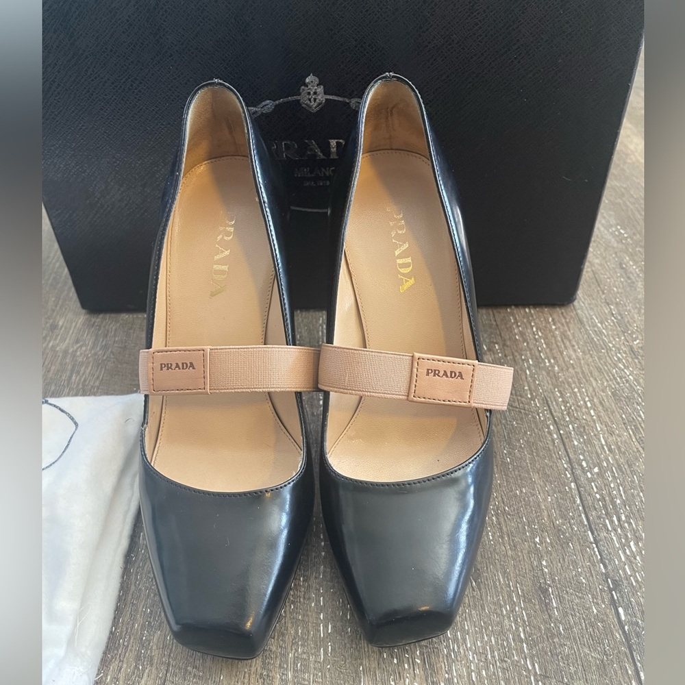 Prada Black and Tan Heels